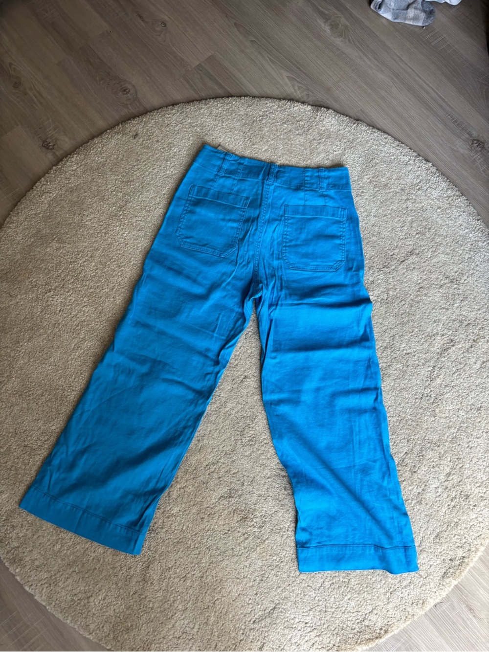 Maeve Turquoise Wide-Leg Pants with Contrast Stitching - Picture 3 of 3
